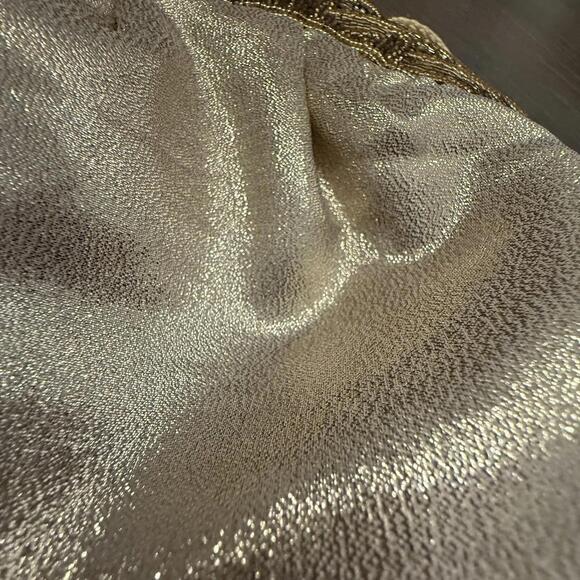 Magid Vintage Evening Bag Metallic Gold Exterior Beaded Cord Strap - Picture 4 of 8